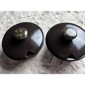 Franciscan Madeira Earthenware Set Of 2 Gravy /Sugar Bowls 5.75"x3" With Lids
